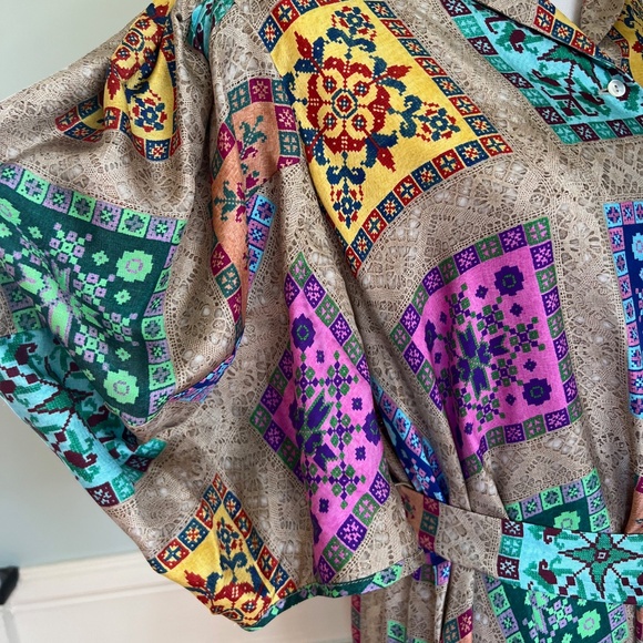 Pierre-Louis Mascia 100% Silk Dress, XL, Geometric Design, Maxi Dress - Picture 8 of 16